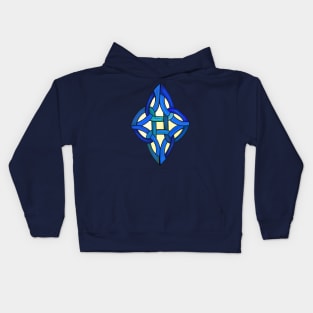 Study of a Stained Glass Celtic Marriage Knot in Ocean Blues Kids Hoodie